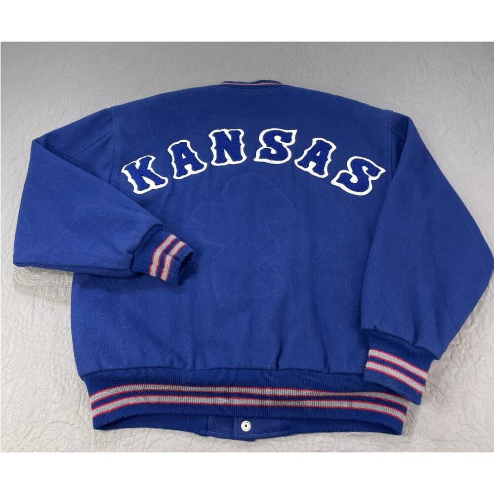 University of Kansas Ripon‎ Jacket Mens 44 Varsity Letterman Snap Button Wool